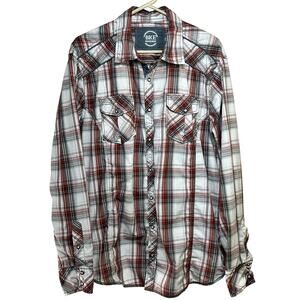 Hedley Shirt Snap Front BKE Athletic Fit Western Men's XL L/S Burnt Orange White